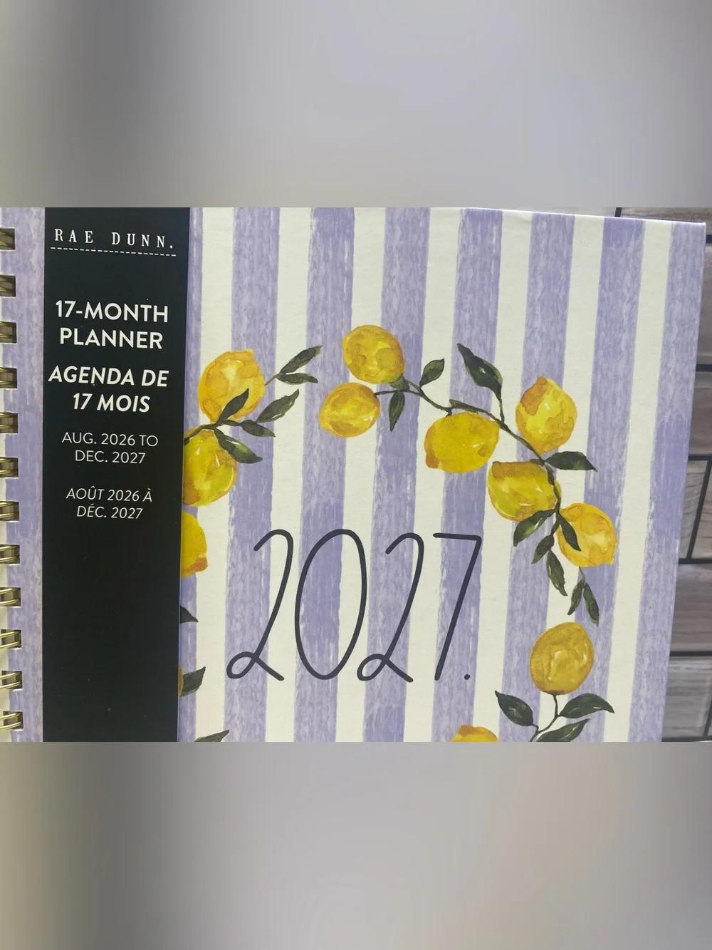 Rae Dunn❤️   “2027.” L size 17-month Planner Lemon tree wreath NEW